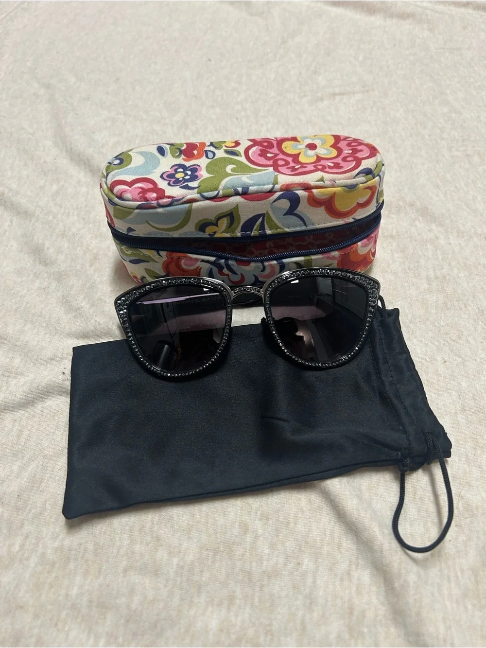 Jimmy Crystal New York Swarovski Crystal Sunglasses with Vera Bradley Case